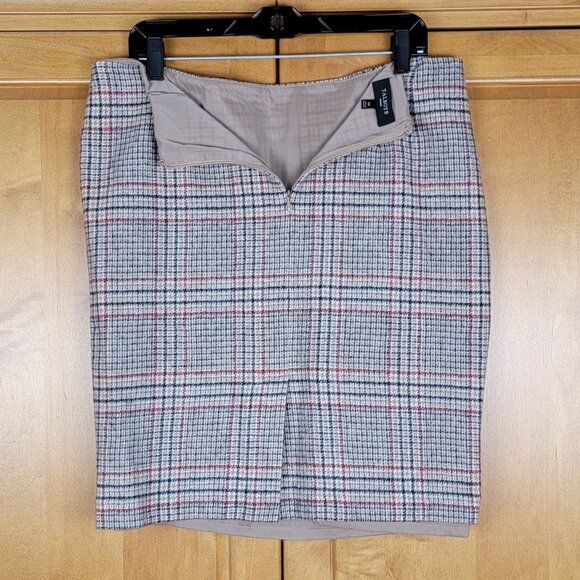 Talbots Tan Black Red Gold Plaid Wool Blend Pencil Skirt - 12P - Picture 3 of 6